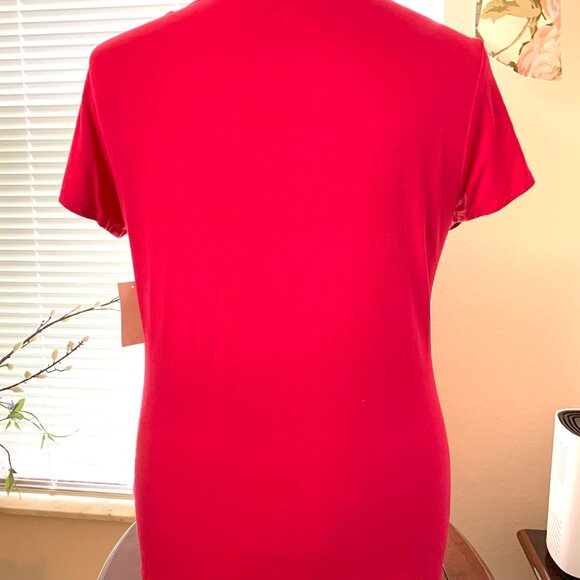 NWT Coldwater Creek Raspberry Top Asymmetrical Front Pintuck Accents size Large - Picture 4 of 8